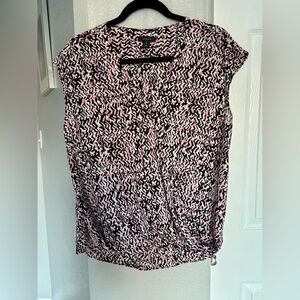 Halogen Pink and Black Patterned Blouse Size M